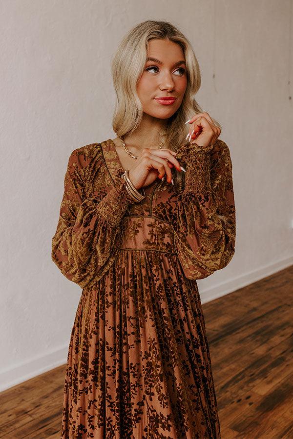 Everlasting Dreams Velvet Burnout Maxi Dress in Chocolate Product Image