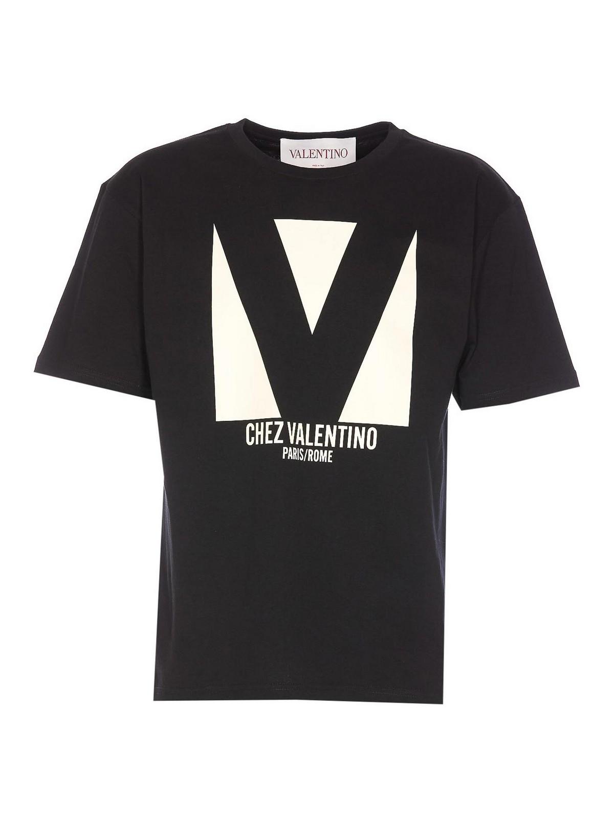 VALENTINO Crew Neck Short Sleeves T-shirts In Black Product Image