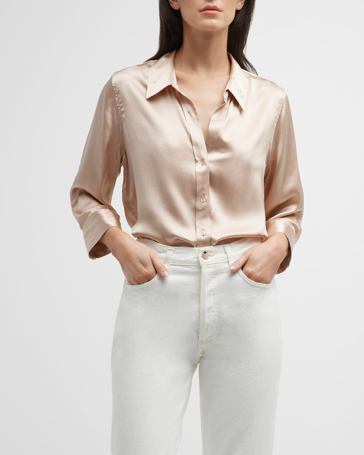 Womens Dani Three-Quarter Sleeve Silk Shirt Product Image