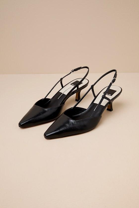 Odela Midnight Leather Pointed-Toe Slingback Pumps Product Image