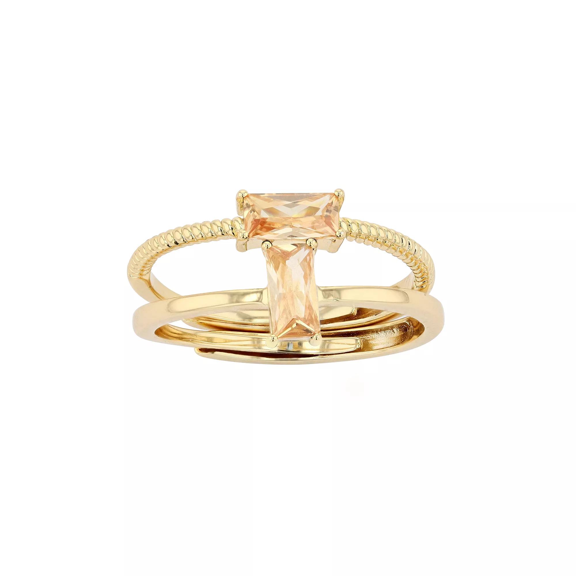 City Luxe Birthstone Simulated Gemstone Duo Ring Set, Women's, Gold Tone November Product Image