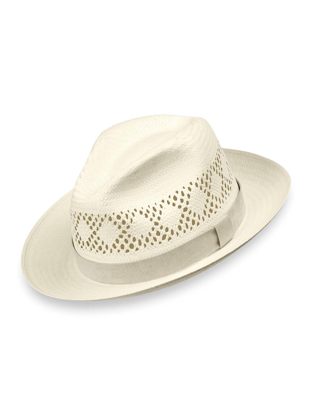 Straw Fedora With Suede Band - Ivory Product Image