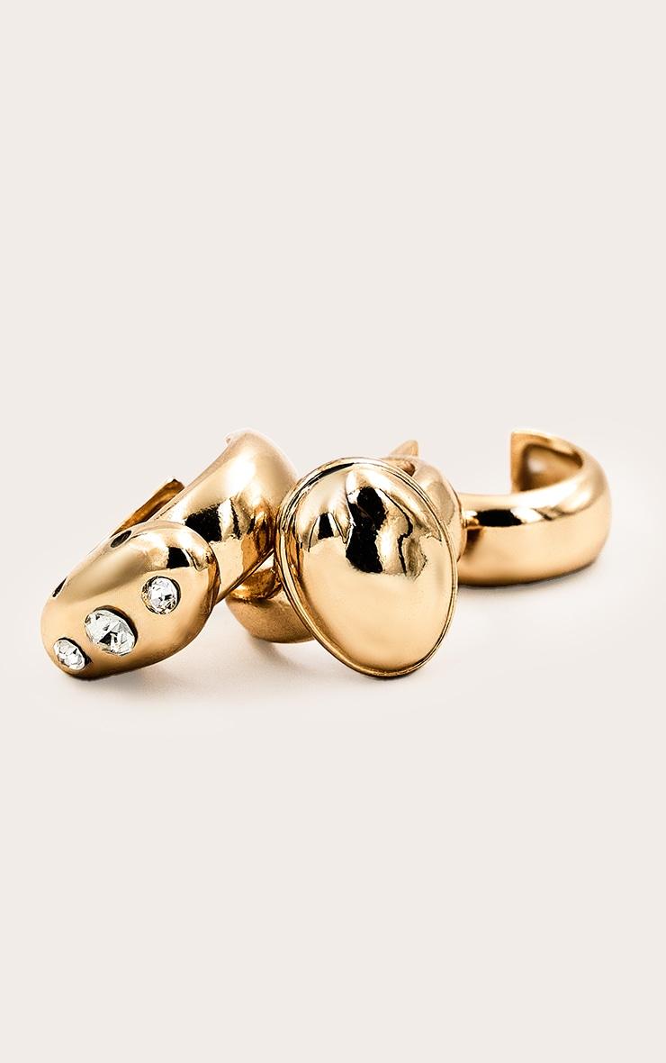 Gold Molten Multi Pack Rings with Crystal Detail Product Image