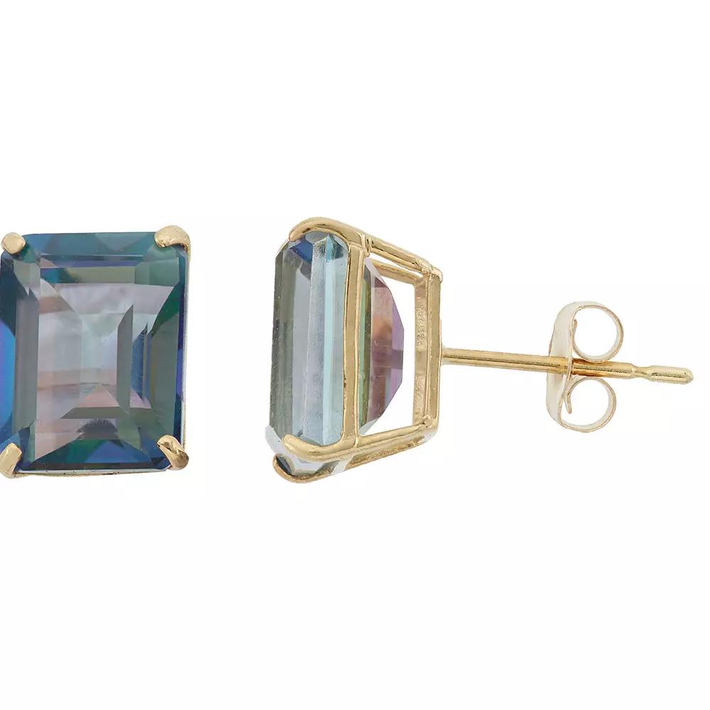 Designs by Gioelli 10k Gold Mystic Topaz Emerald Cut Solitaire Stud Earrings, Women's, 10k Goold Product Image