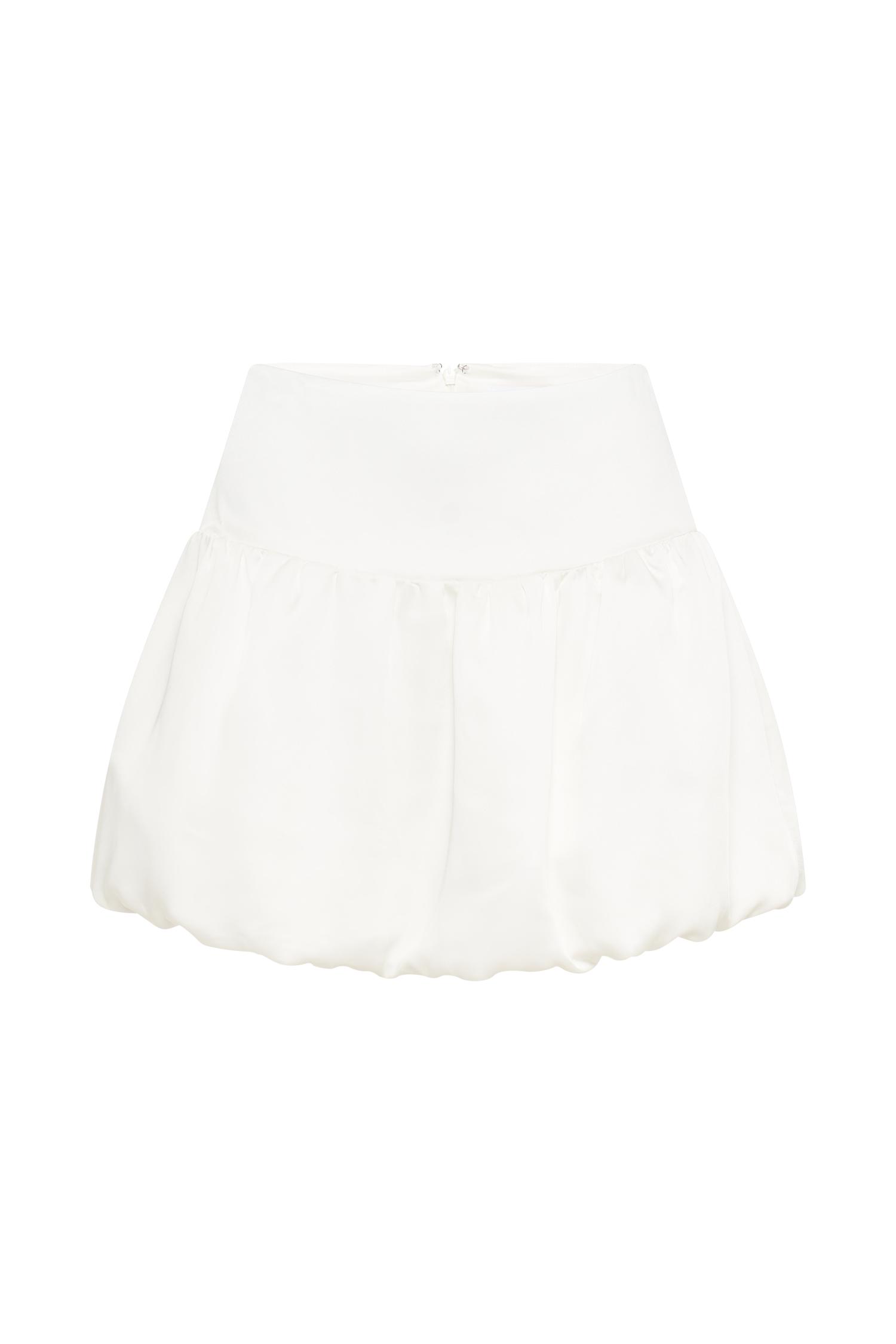 Genia Satin Bubble Mini Skirt - White Product Image