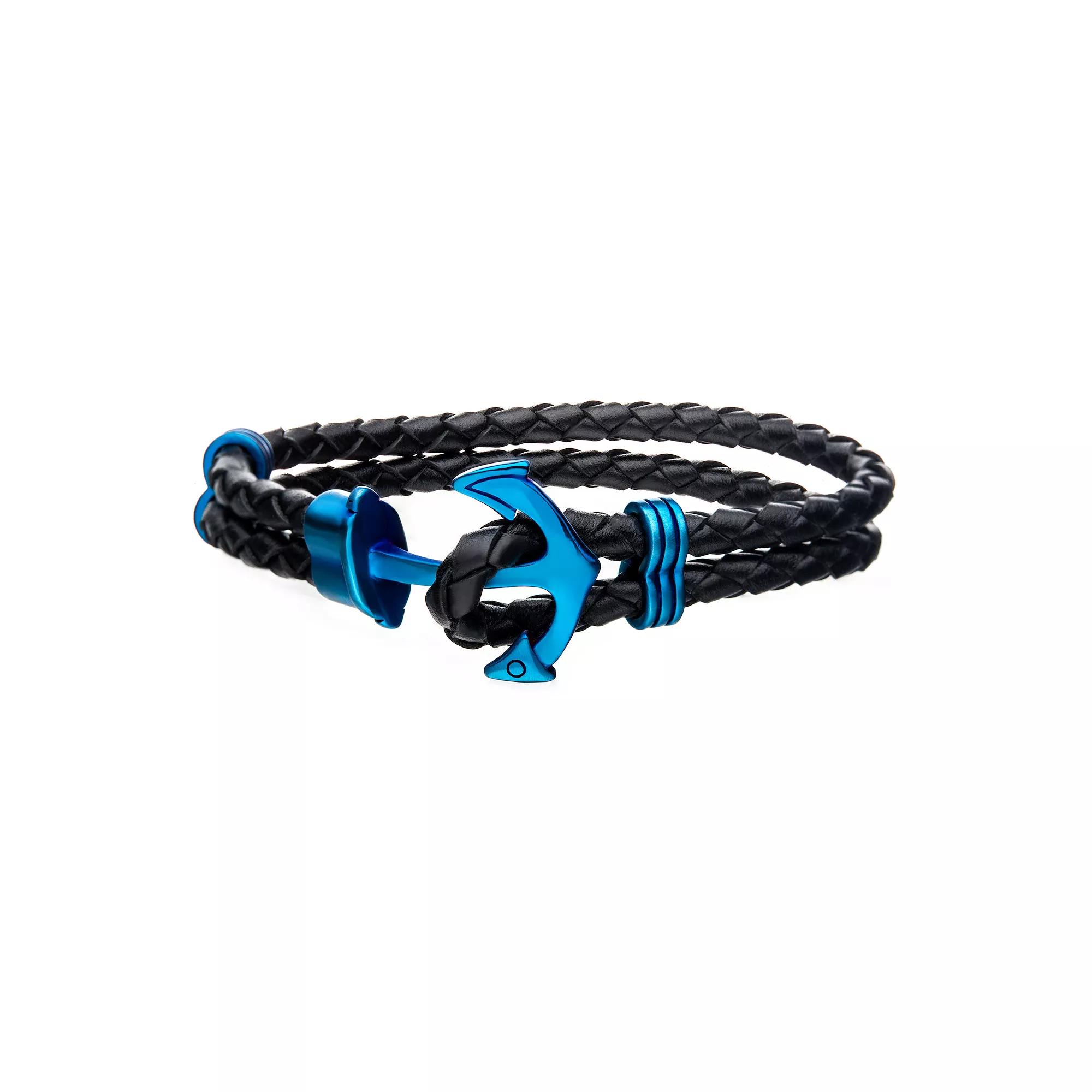 Men's Stainless Steel Anchor Leather Bracelet, Size: 8.5", Multi Product Image