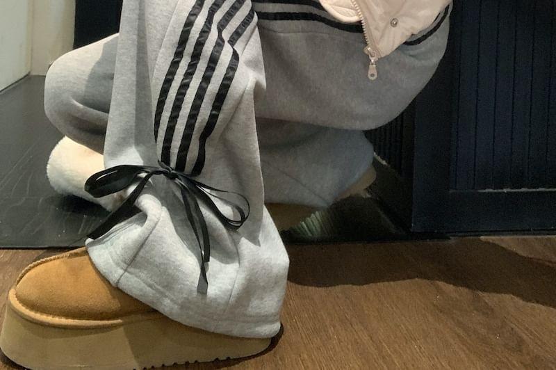 High Waist Striped Bow Accent Loose-Fit Wide-Leg Sweatpants Product Image