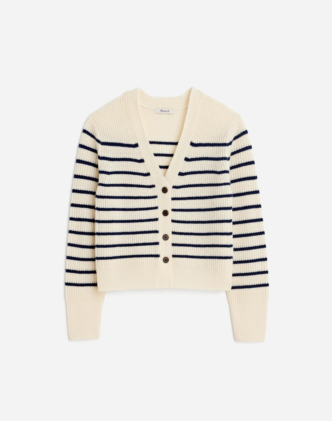 SoftWool V-Neck Cardigan in Stripe Product Image