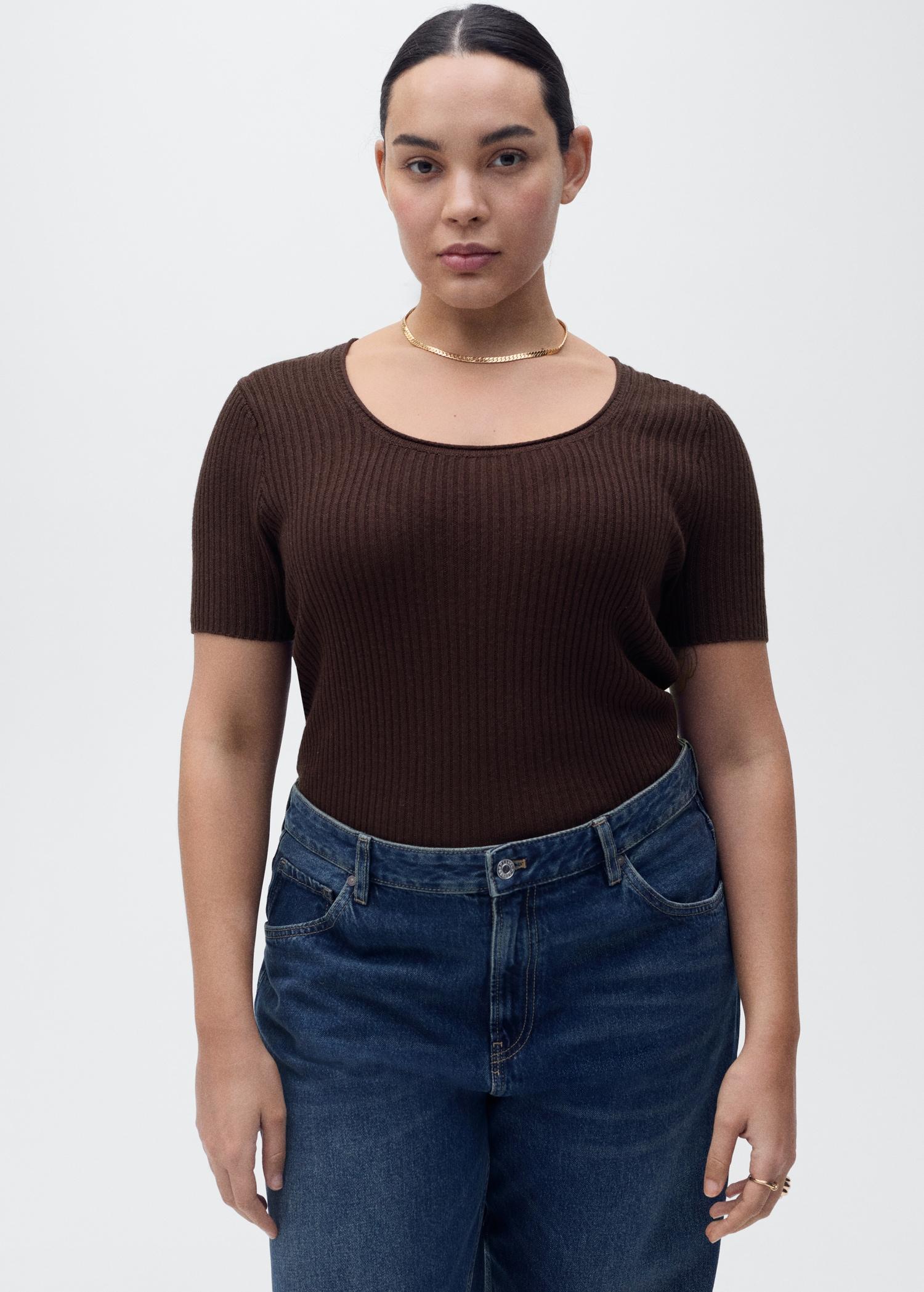 Linen-blend knitted sweater - Women | MANGO USA Product Image