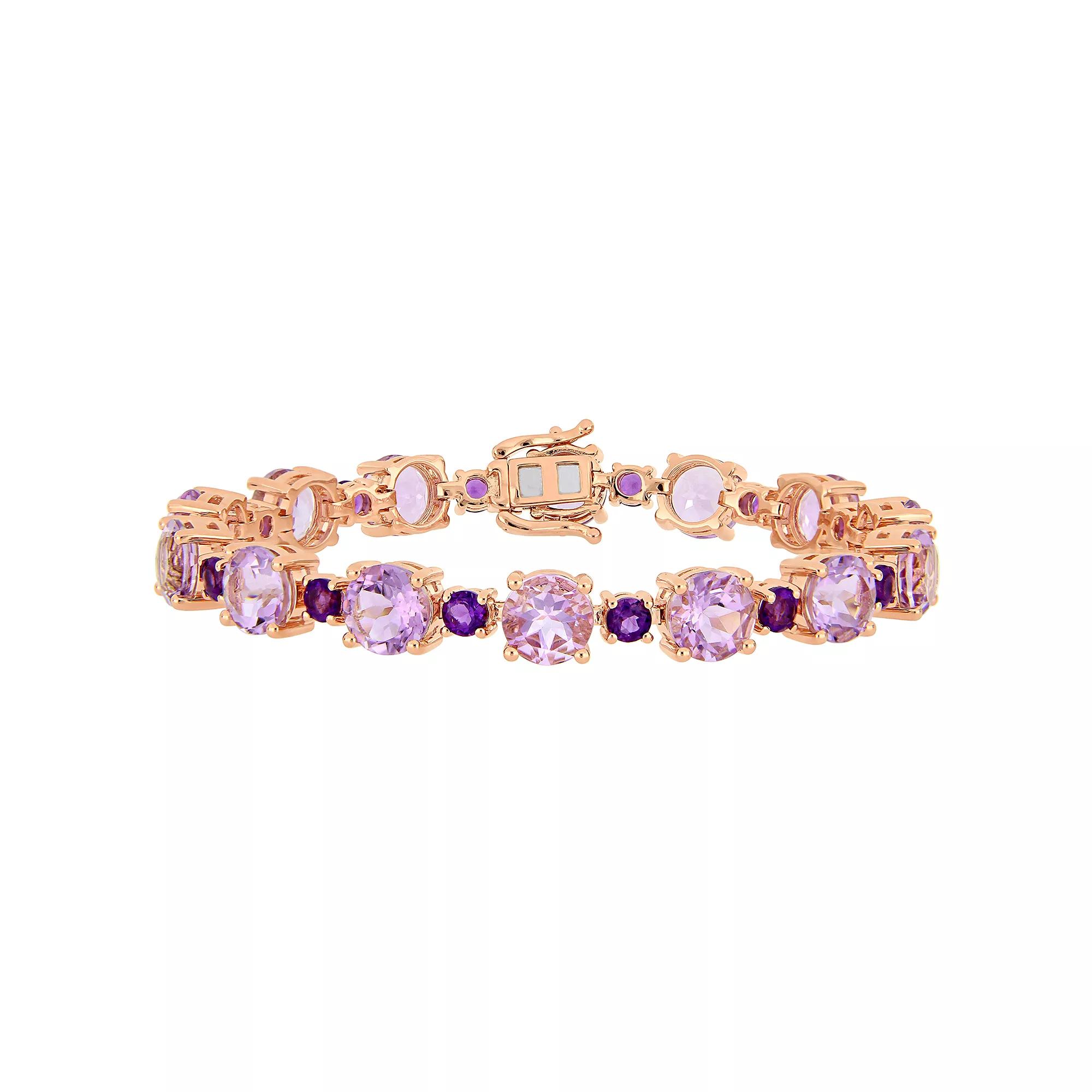 Stella Grace Rose Plated Sterling Silver Rose de France & Amethyst Bracelet, Women's, Size: 7.25", Pink Tone Product Image