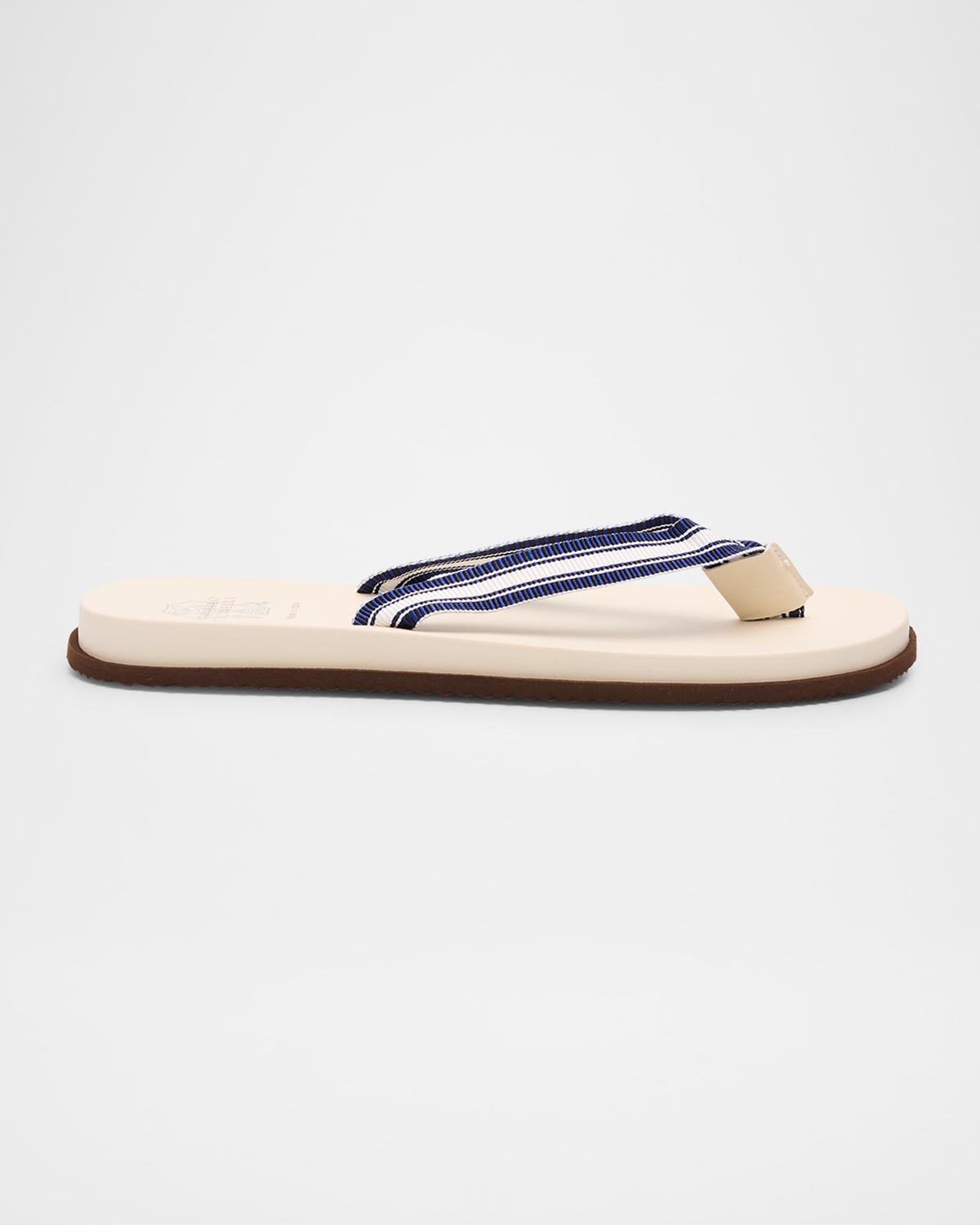 Men's Rubber Grosgrain and Leather Flip Flops Product Image