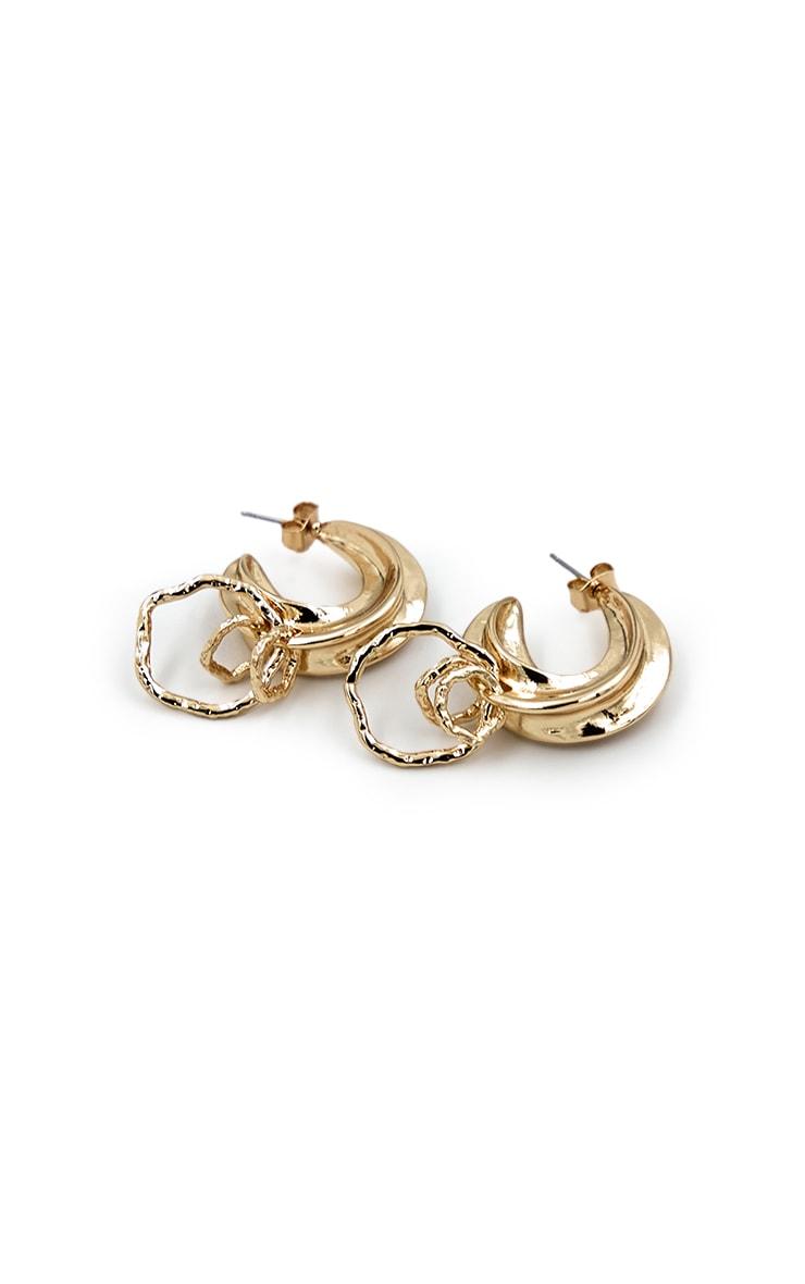 Gold Textured Layered Hoop Earrings Product Image