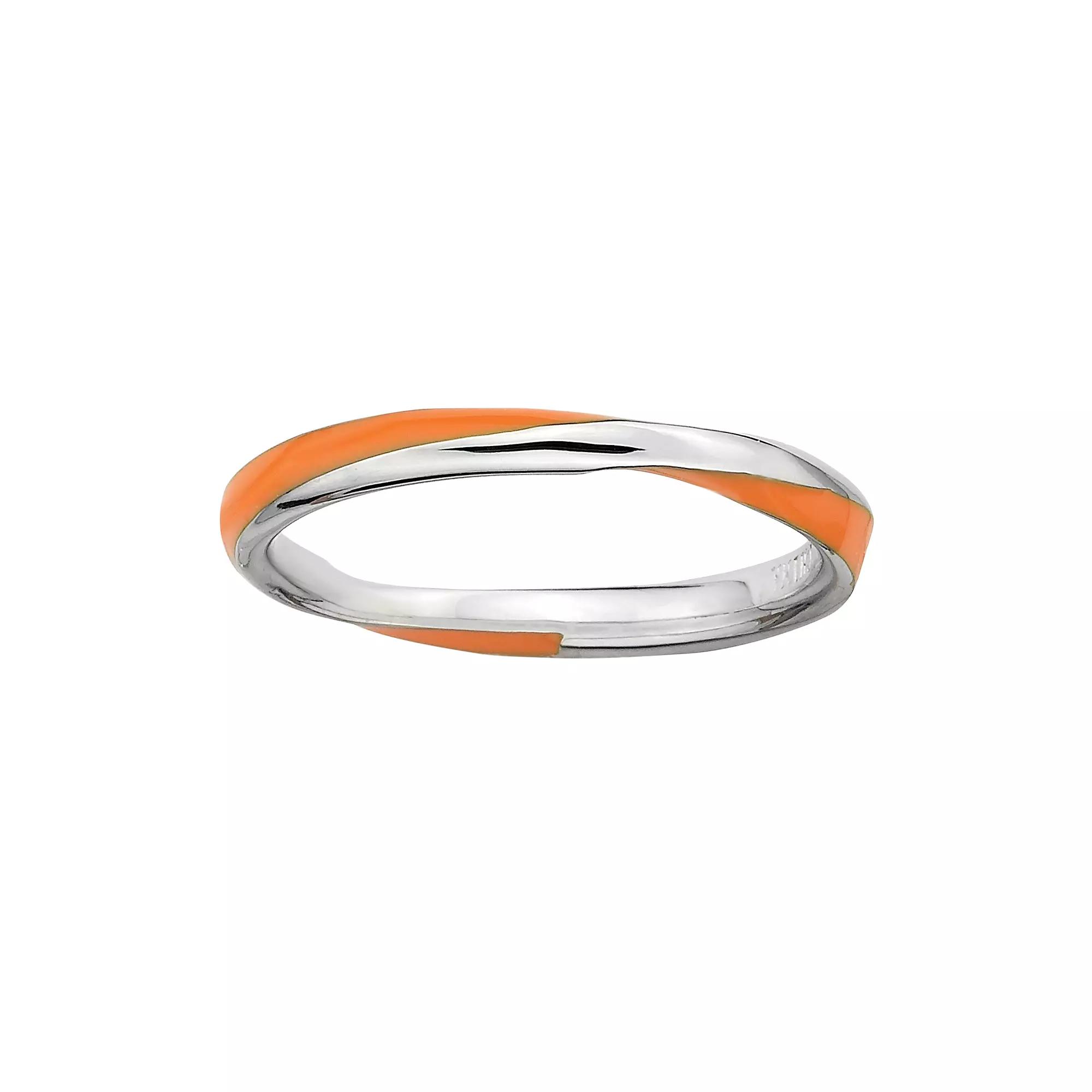 Stacks & Stones Sterling Silver Orange Enamel Twist Stack Ring, Womens Product Image