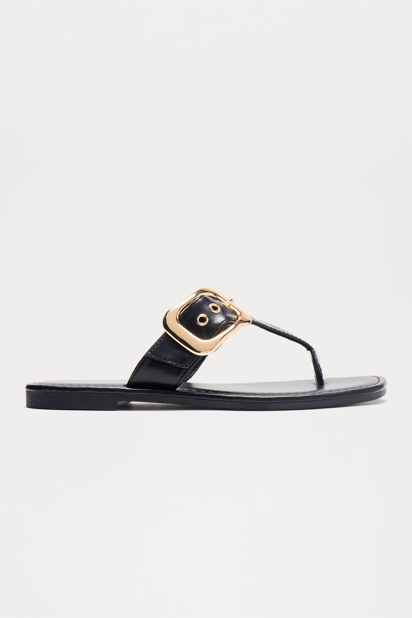 Hari Buckle Flip Flops - Black Product Image