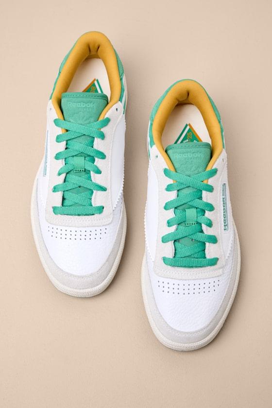 Club C 85 White and Upgrade Green Leather Sneakers Product Image