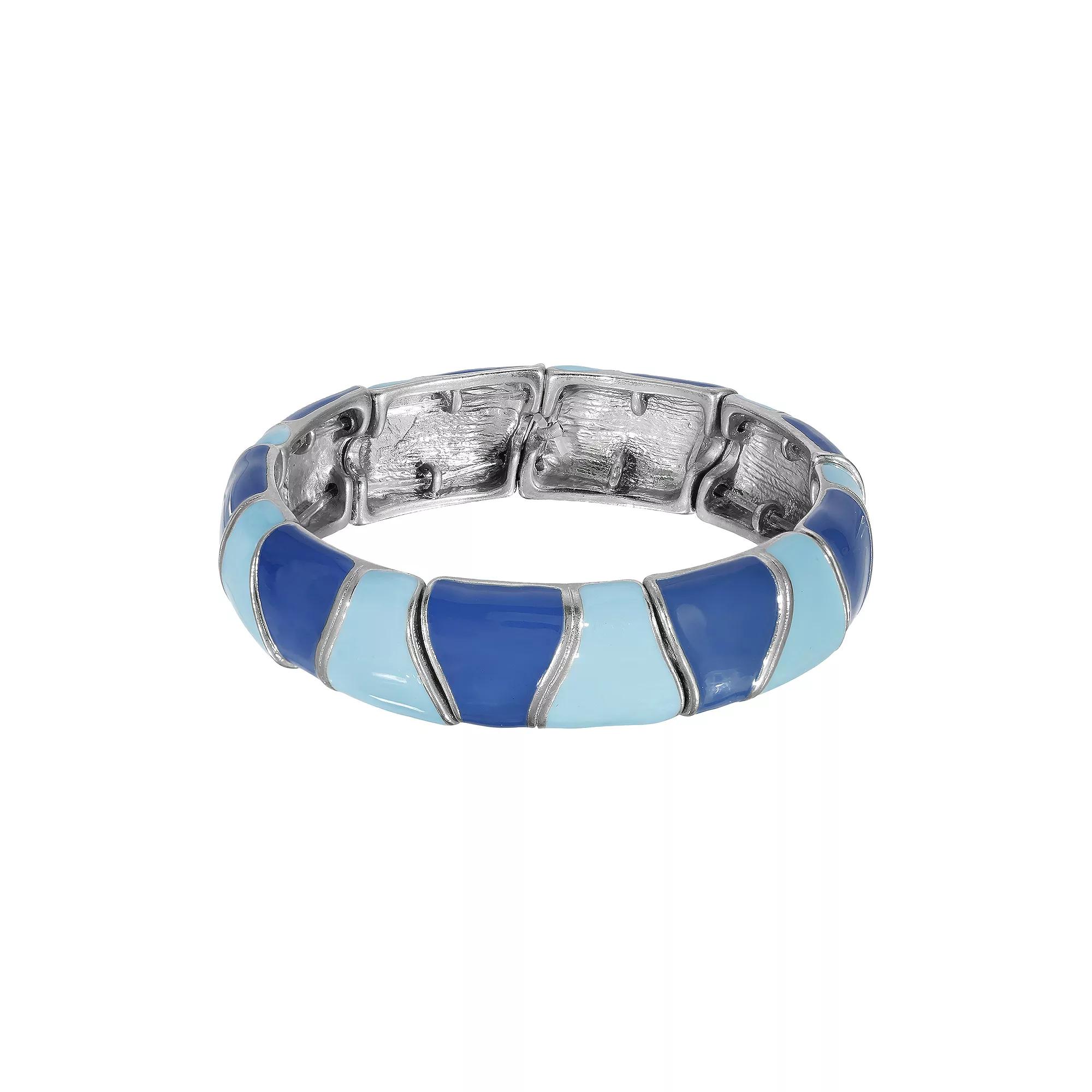 1928 Two Color Enamel Stretch Bracelet, Women's, Blue Product Image