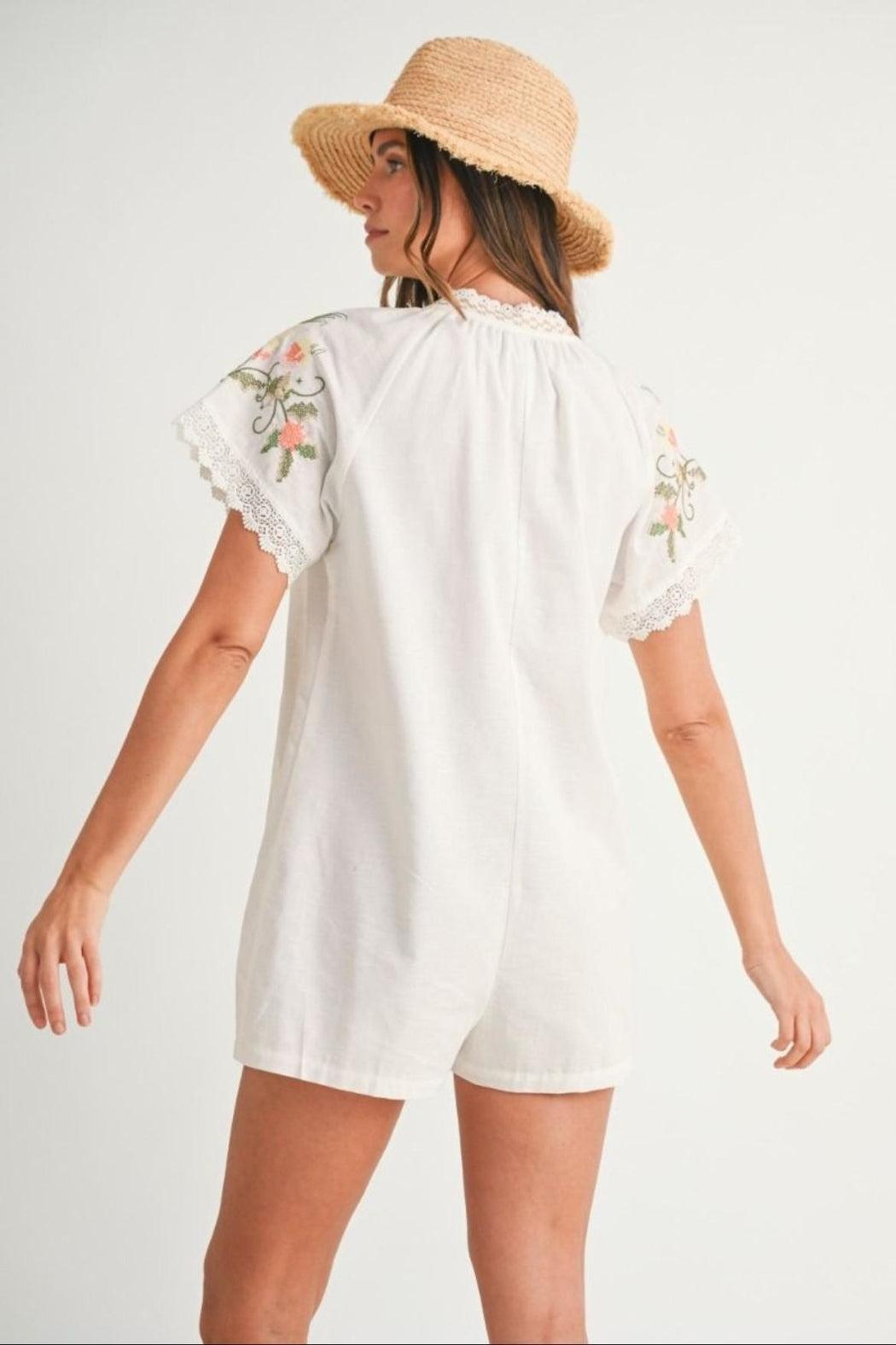 Floral Embroidered Romper Product Image