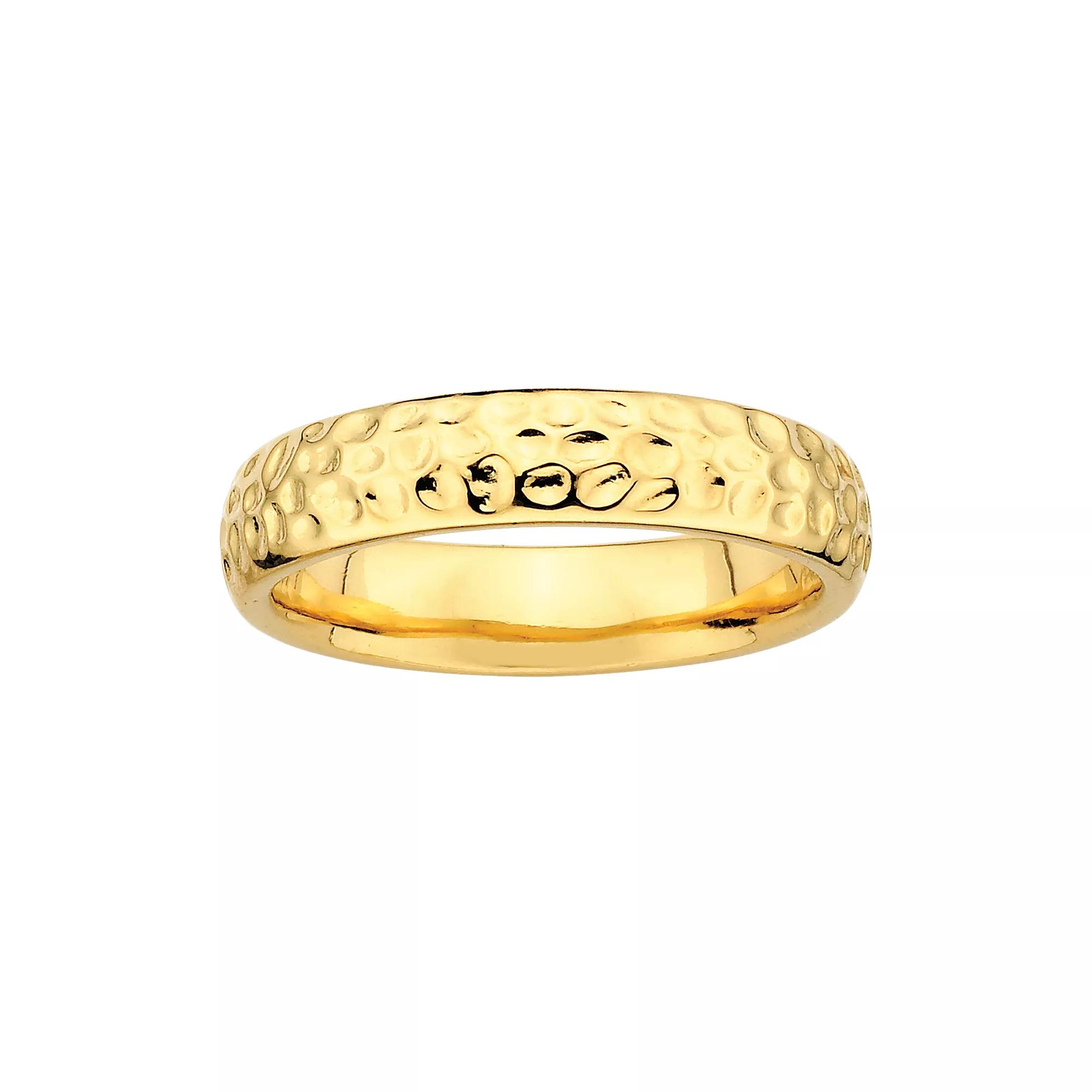 Stacks & Stones 18k Gold Over Silver Hammered Stack Ring, Women's, Size: 5 Product Image