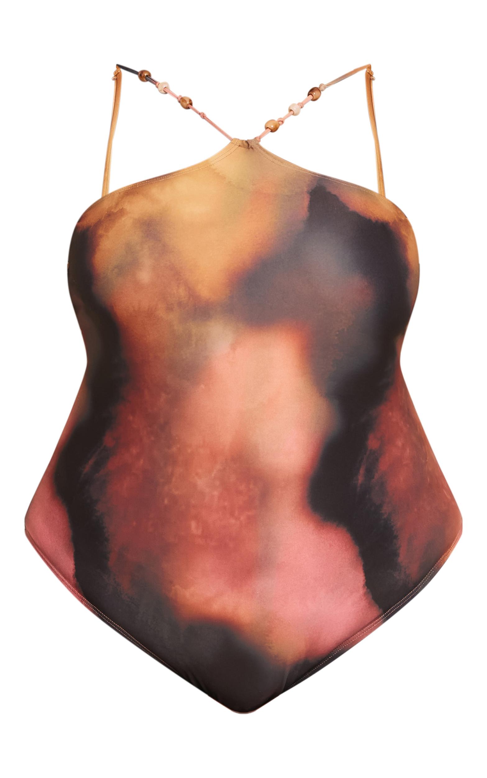 Plus Multi Blurred Print Bandeau Swimsuit Product Image