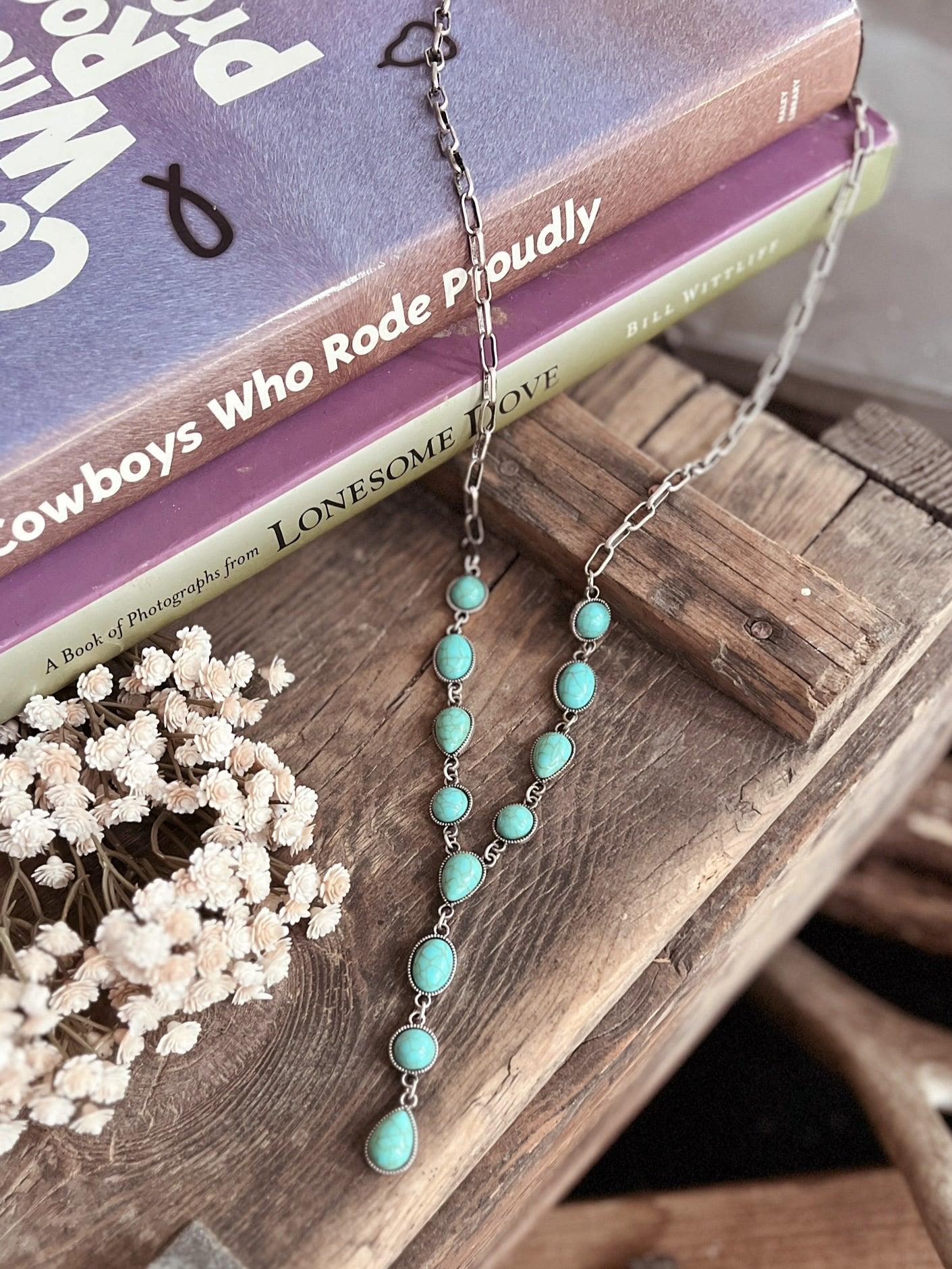 12 Stone and Chain Lariat Necklace - 4 Colors Product Image