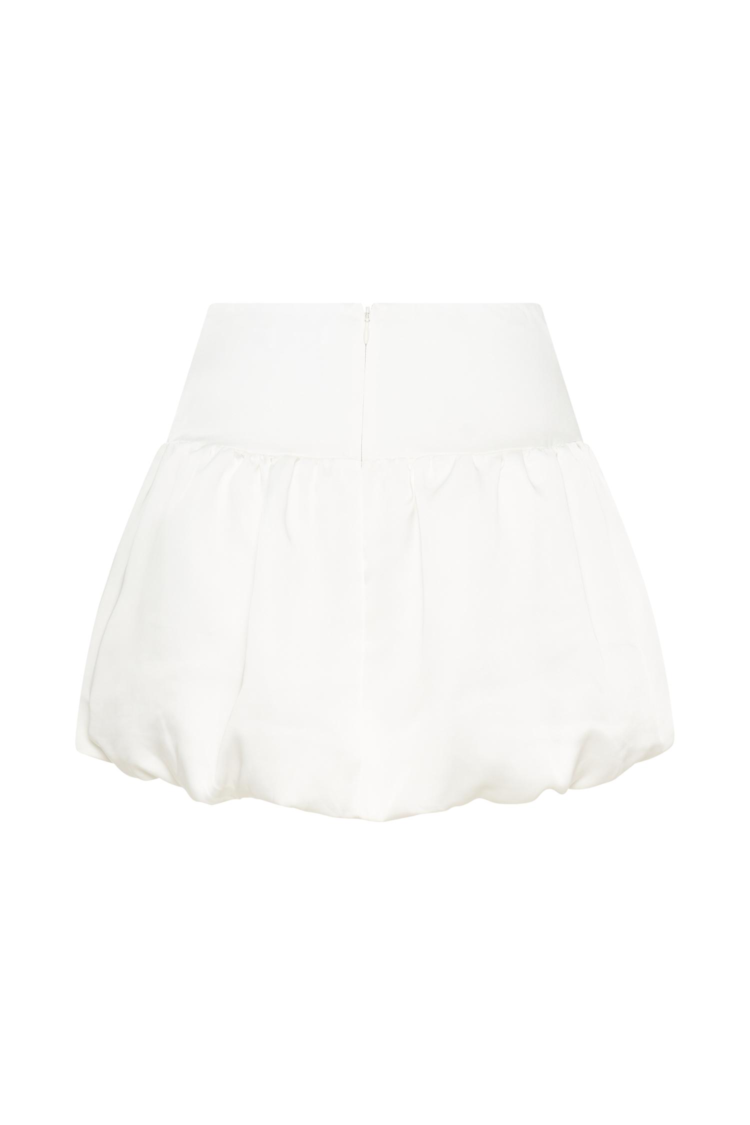 Genia Satin Bubble Mini Skirt - White Product Image