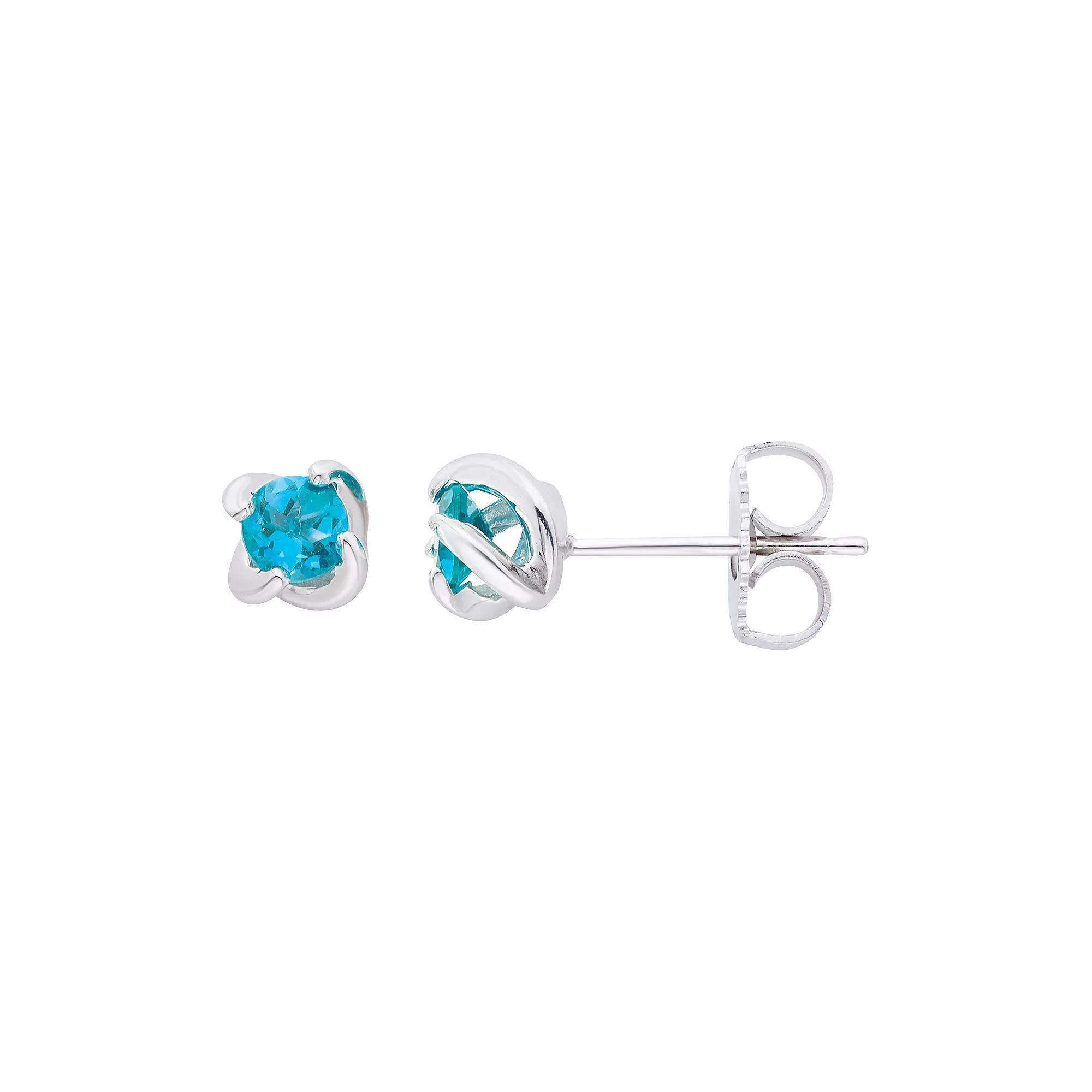 Boston Bay Diamonds Sterling Silver Birthstone Swirl Earrings, Women's, Aquamarine Product Image