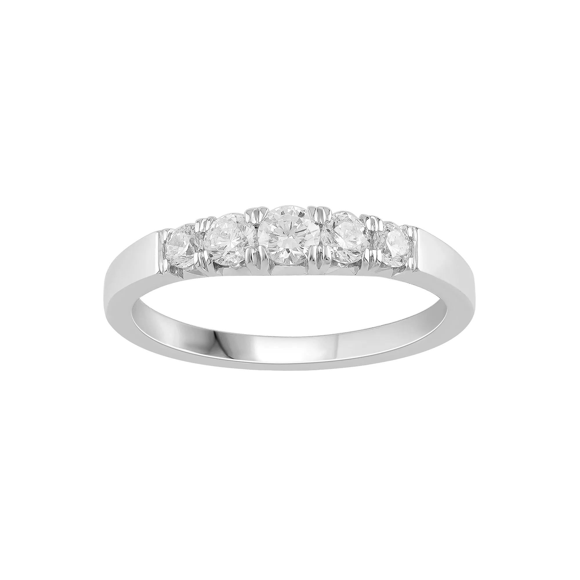 Platinum 1/2 Carat T.W. Diamond 5-Stone Anniversary Band, Women's, Size: 7, White Product Image