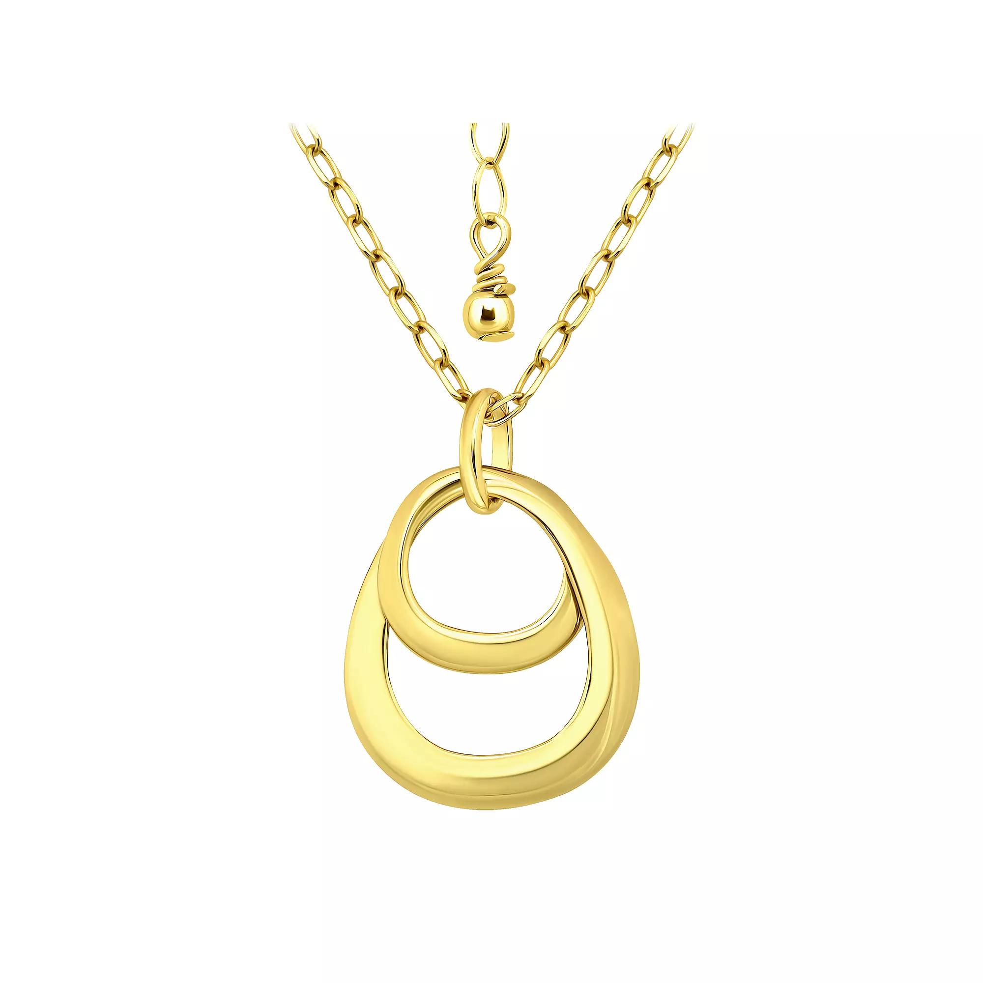 Aleure Precioso Double Interlocking Teardrop Design Pendant Necklace, Women's, Size: 16-18" ADJ, Gold Tone Product Image