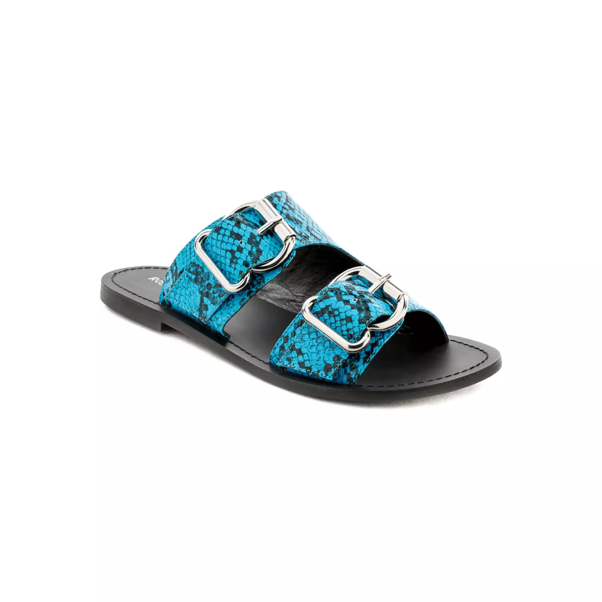 Rag & Co Kelly Women's Leather Slide Sandals, Size: 5, Blue Product Image