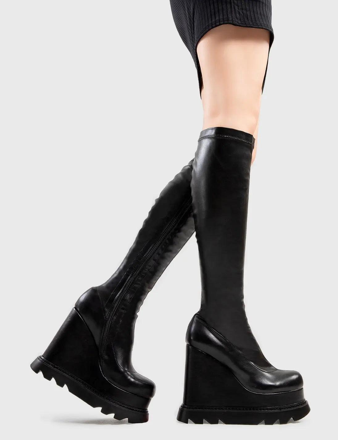 Roses Chunky Platform Knee High Boots Product Image