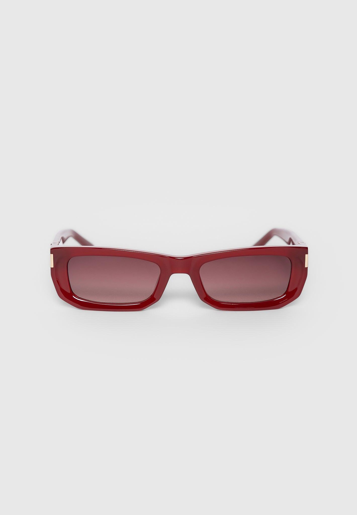 Milan - Curved-Frame Sunglasses - Red Unisex Product Image