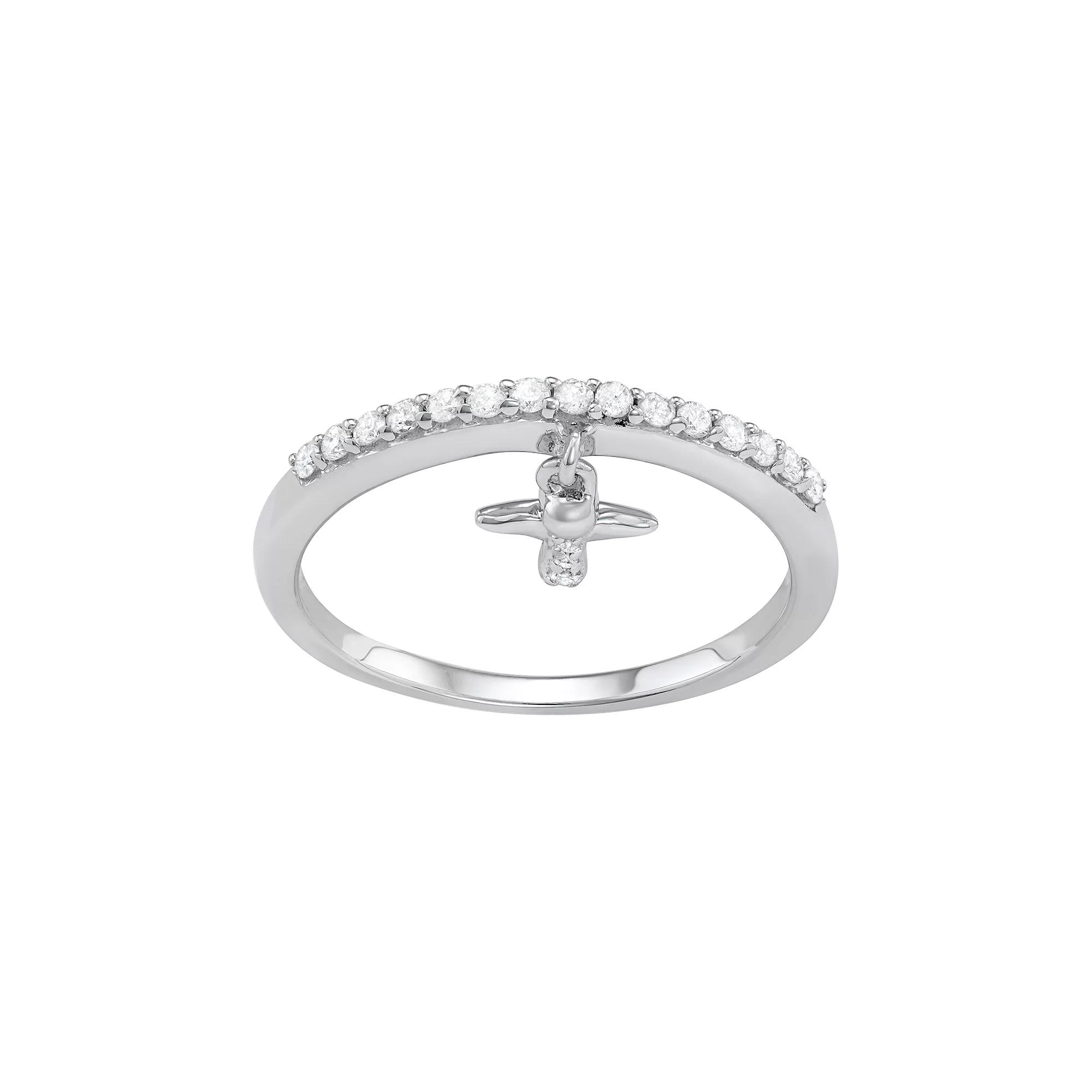 Jewelexcess Sterling Silver 1/5 Carat T.W. Diamond Angel Charm Ring, Women's, Size: 6, Gold Tone Product Image