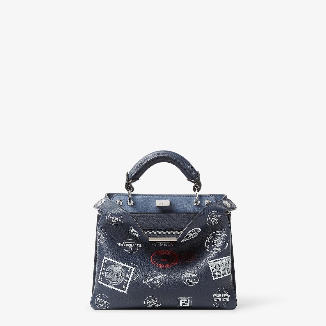 Peekaboo Soft SmallMidnight blue printed leather bag Product Image