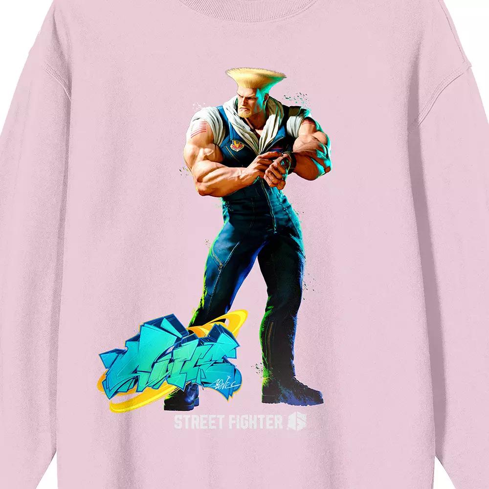 Men's Street Fighter VI Guile Long Sleeve Graphic Tee, Size: Large, Pink Product Image