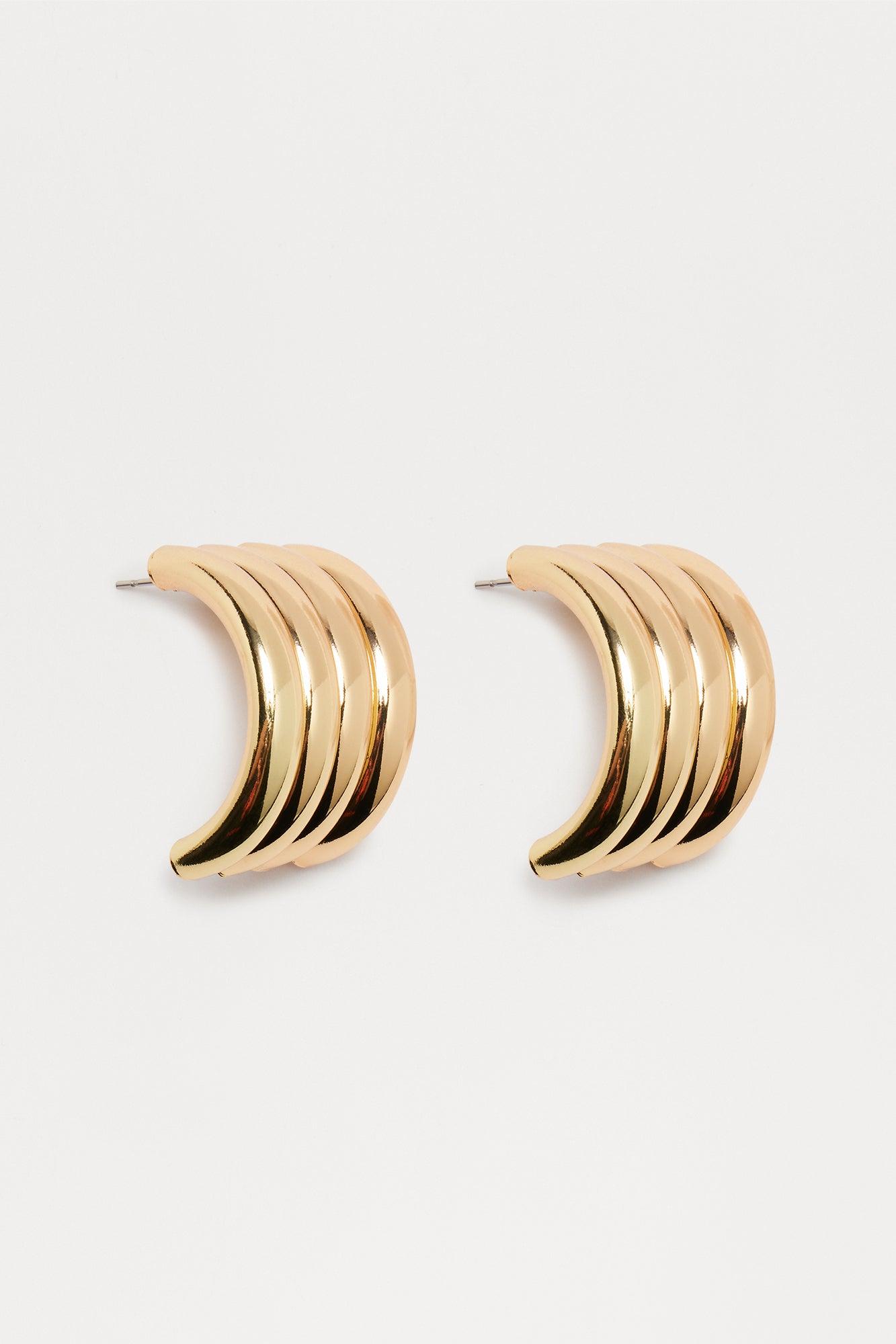 Simple Mini Hoop Earrings - Gold Female Product Image