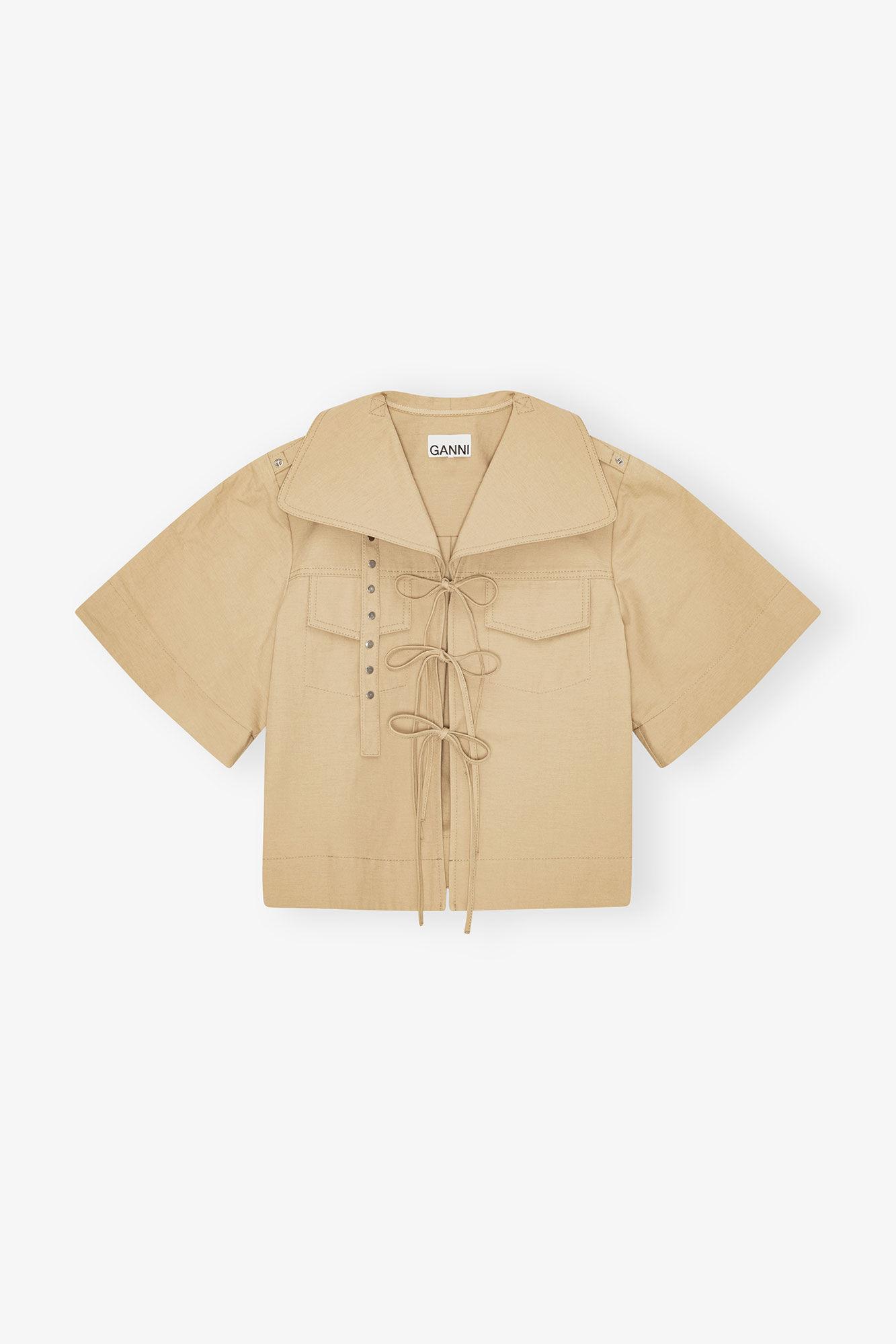 Beige Stretch Cotton Blouse Product Image