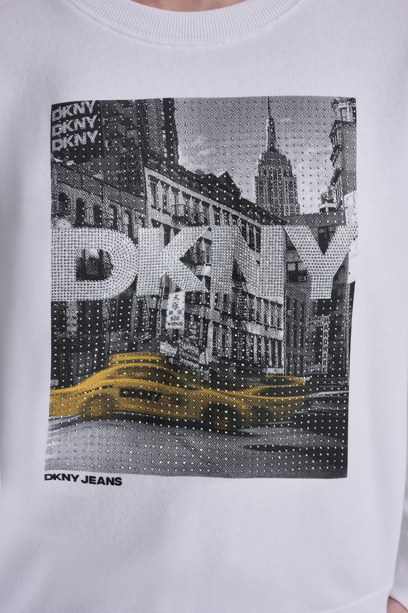 DKNY RHINESTONE TAXI LOGO SWEATSHIRT Product Image
