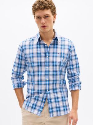 Regular Fit Plaid Stretch Poplin Shirt Product Image