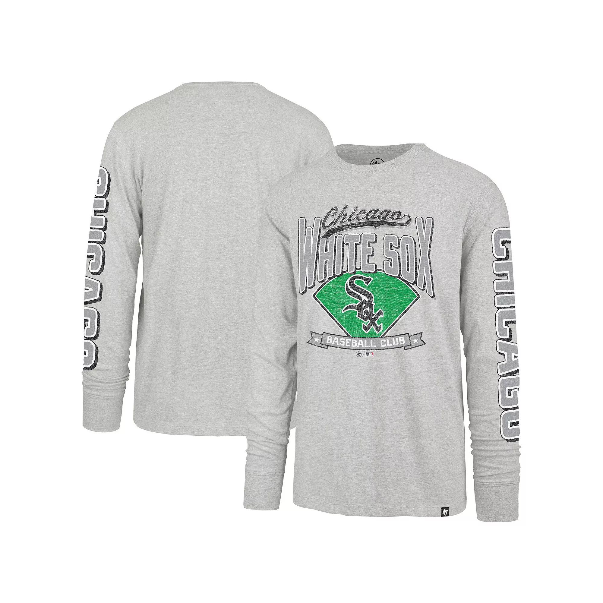 Men's '47 Gray Chicago White Sox Fair Ball Franklin Long Sleeve T-Shirt, Size: Medium, Grey Product Image