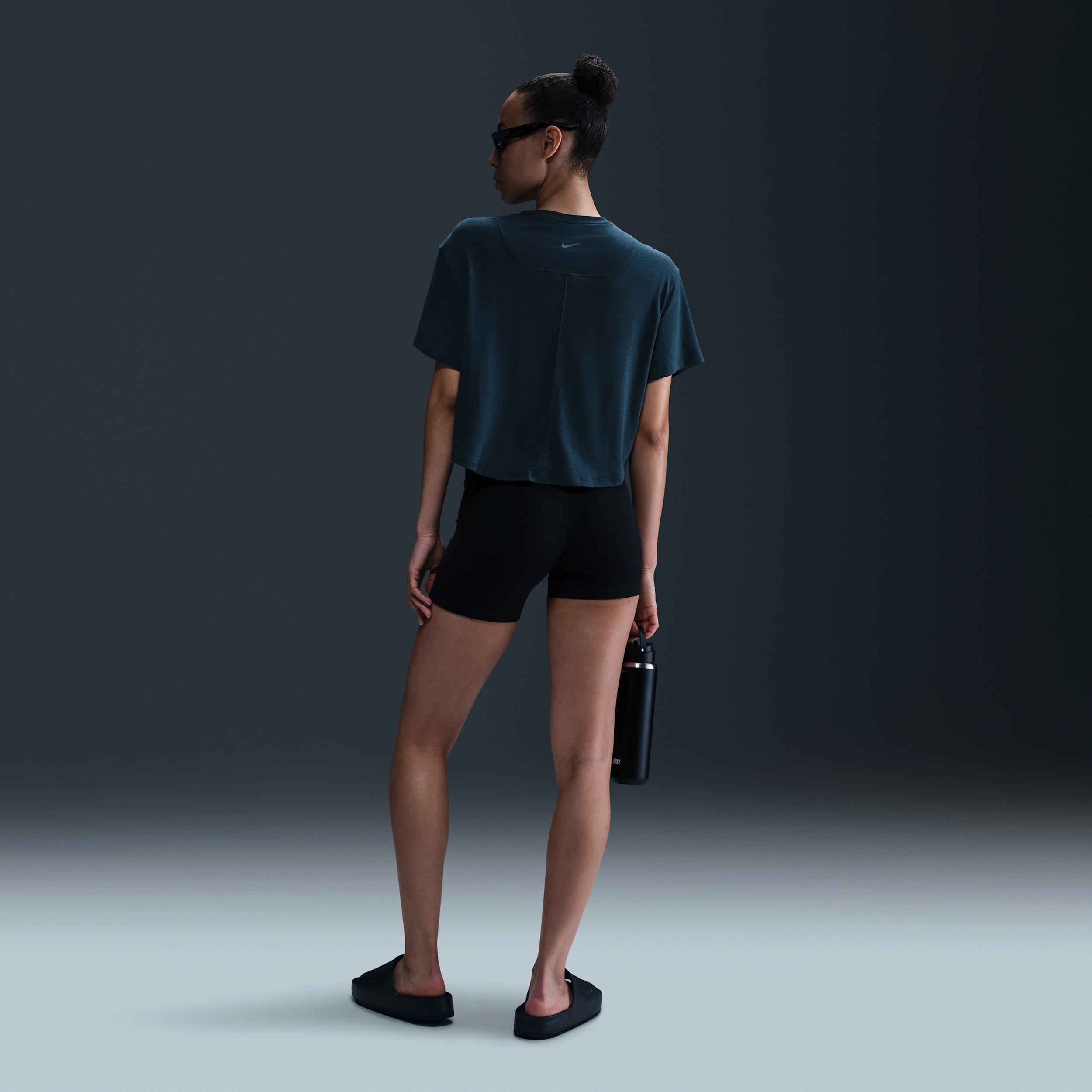 Nike Womens One Relaxed Dri-FIT Cropped Short-Sleeve Top | HJ1065-478 Product Image