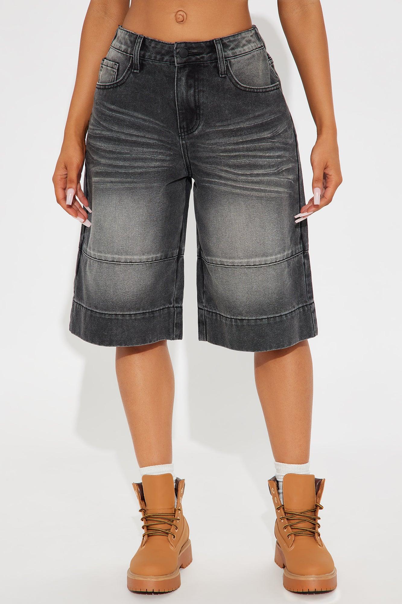 Keeping It Cool Denim Jorts - Black Wash Female Product Image