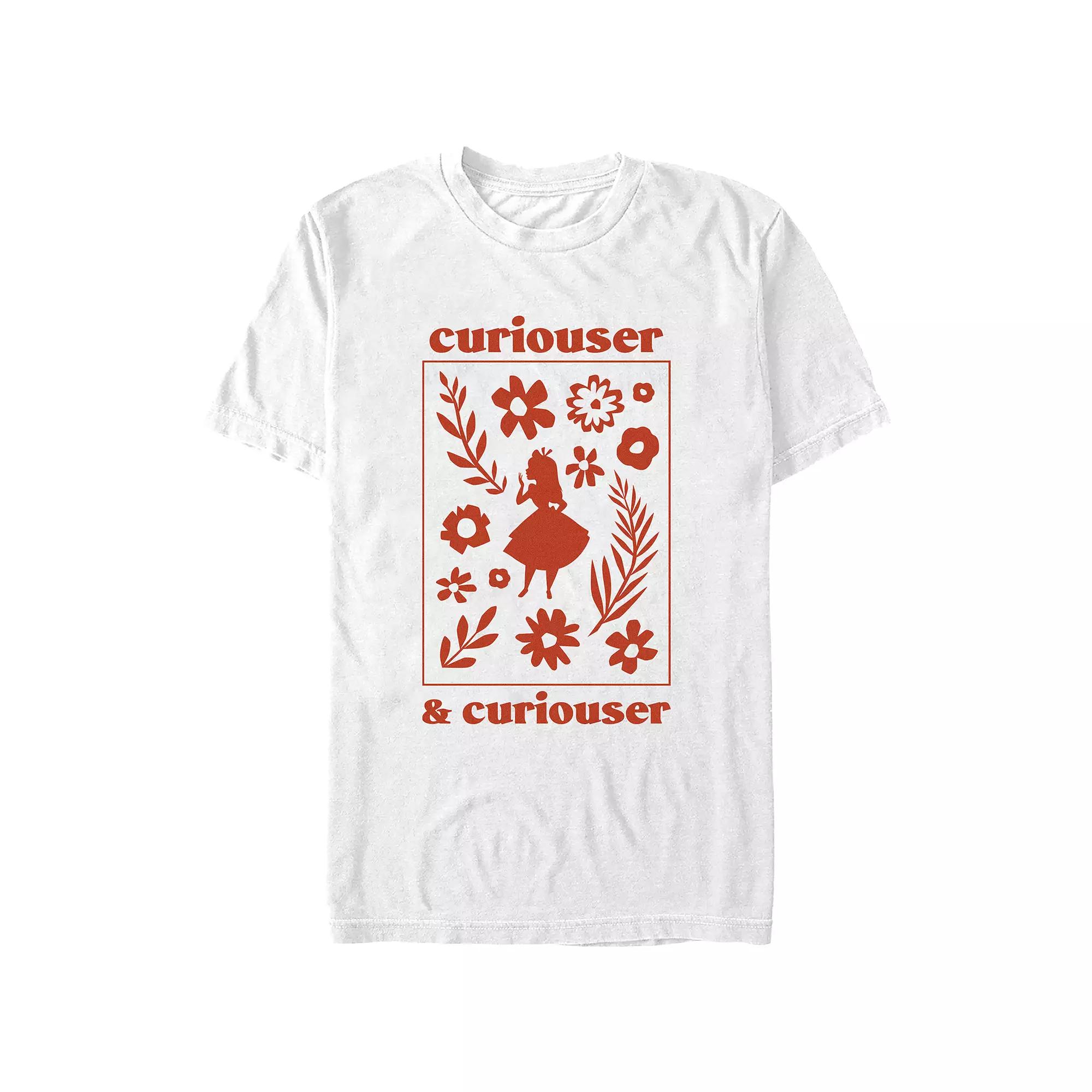 Disney's Alice In Wonderland Curiouser And Curiouser Juniors' Boyfriend Graphic Tee, Women's, Size: Large, White Product Image