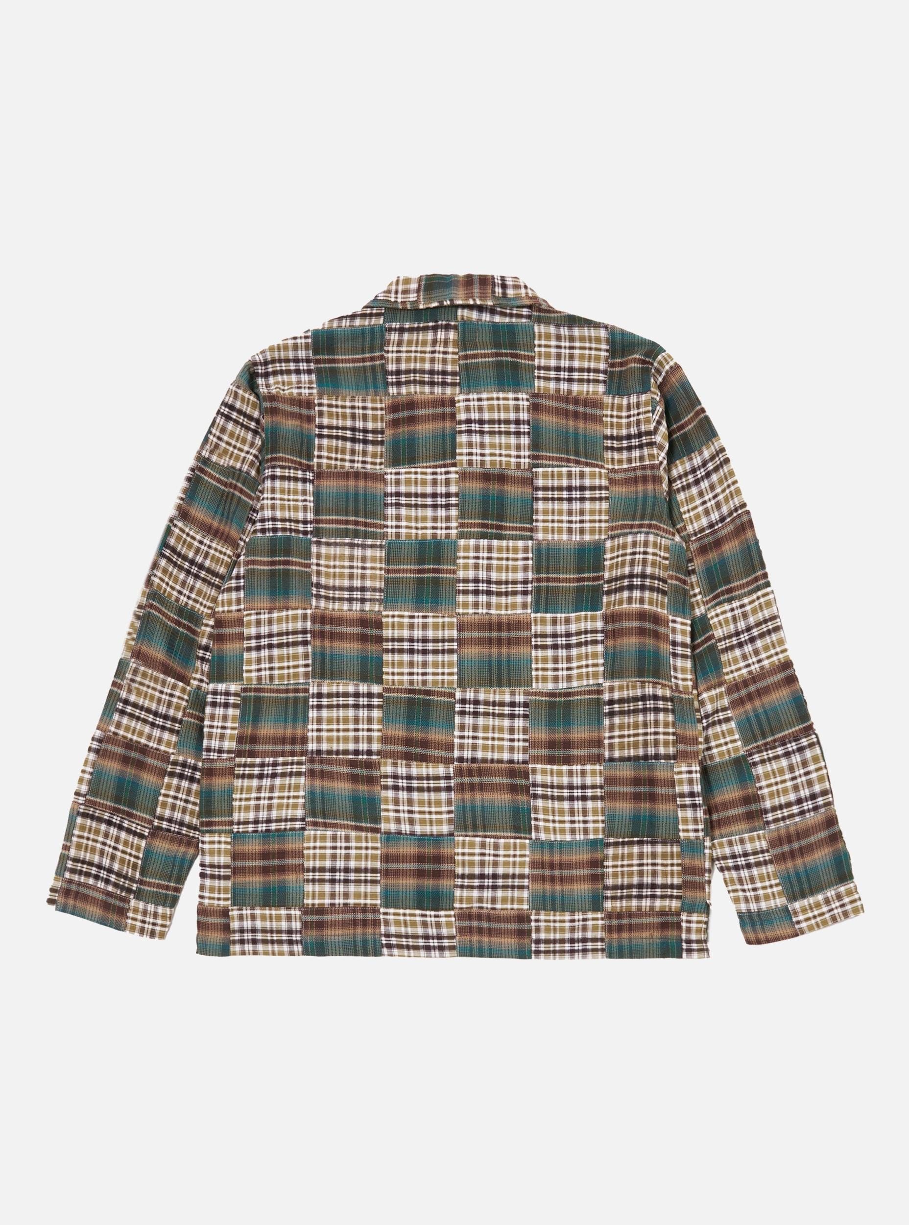 Universal Works Long Pyjama Set in Green/Brown Patchwork Madras Product Image