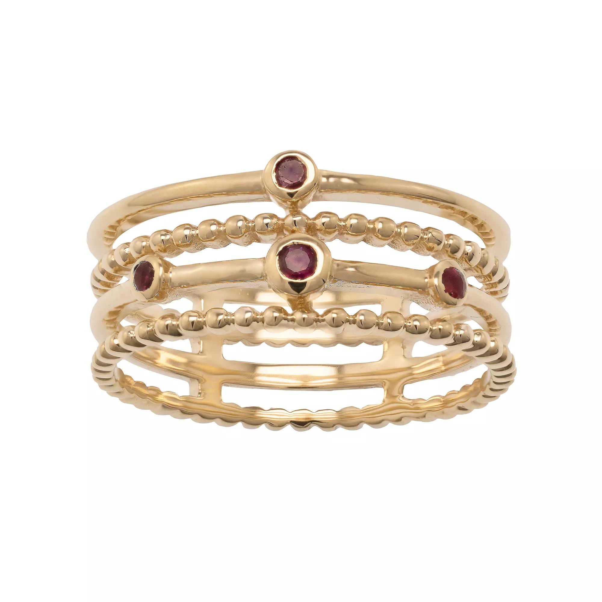 Gemistry 14k Gold Ruby Stack Ring, Women's, Size: 6 Product Image