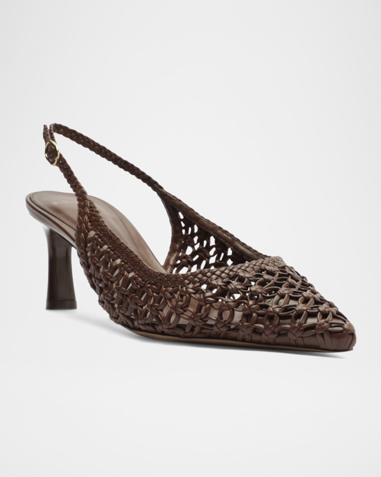 Jane Woven Leather Slingback Pumps Product Image