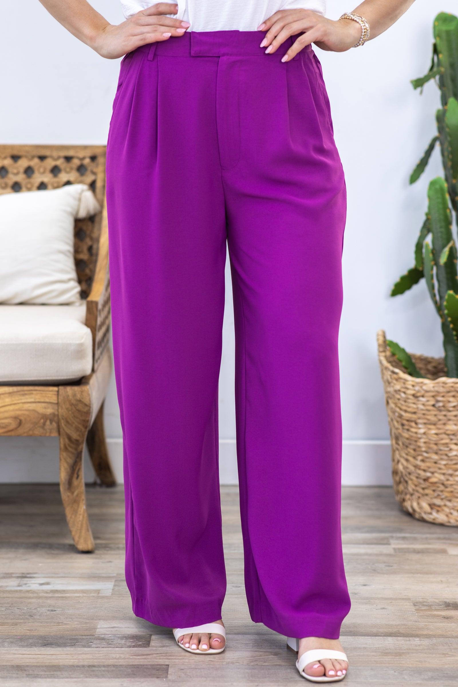 Berry Wide Leg Woven Trouser Pants Product Image