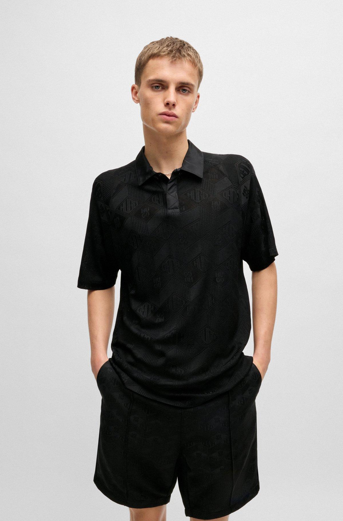 Logo-pattern polo shirt with contrast placket Product Image