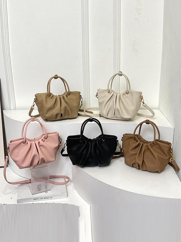 Pleated Solid Color Zipper Crossbody Bags Handbags Product Image