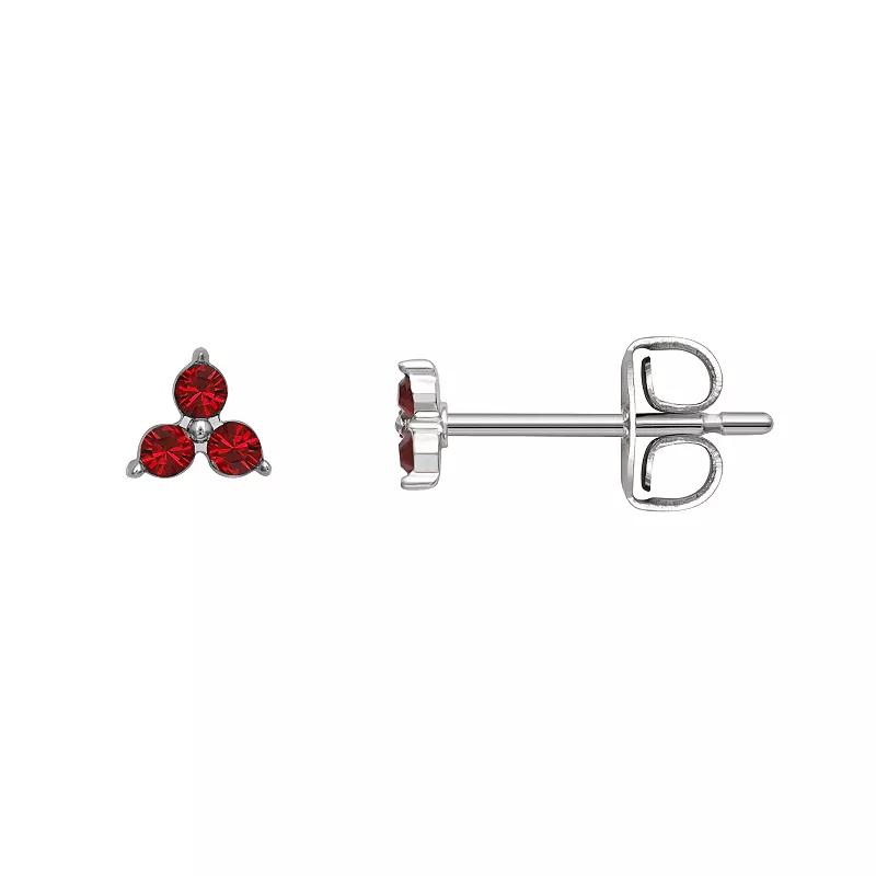 Brilliance Silver Tone Triple Crystal Birthstone Stud Earrings, Women's, Silver Tone January Product Image