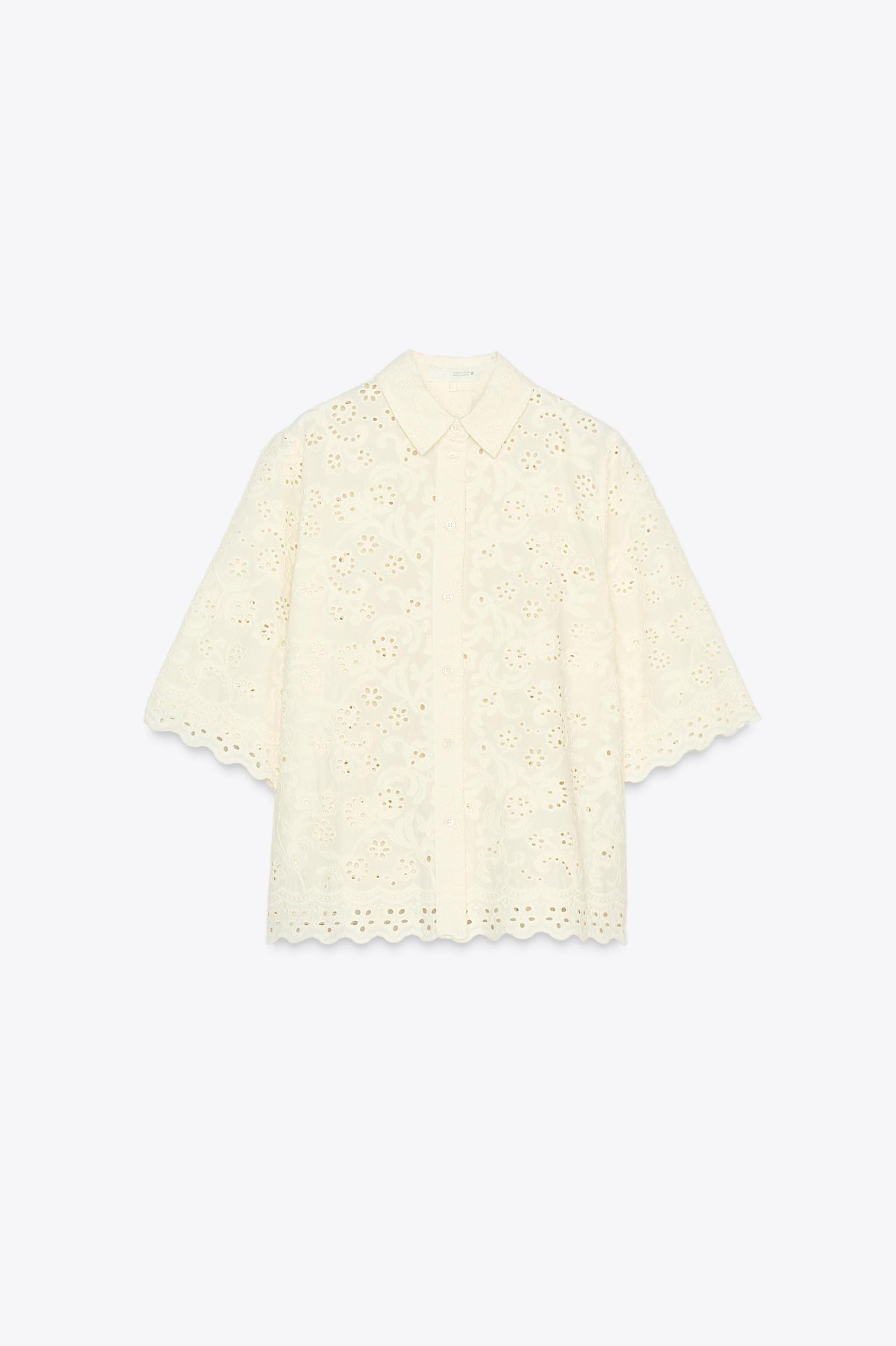 ZW COLLECTION EYELET EMBROIDERY SHIRT Product Image